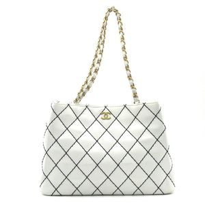 Chanel Matelasse Coco Mark Chain Shoulder Leather Shoulder Bag White
